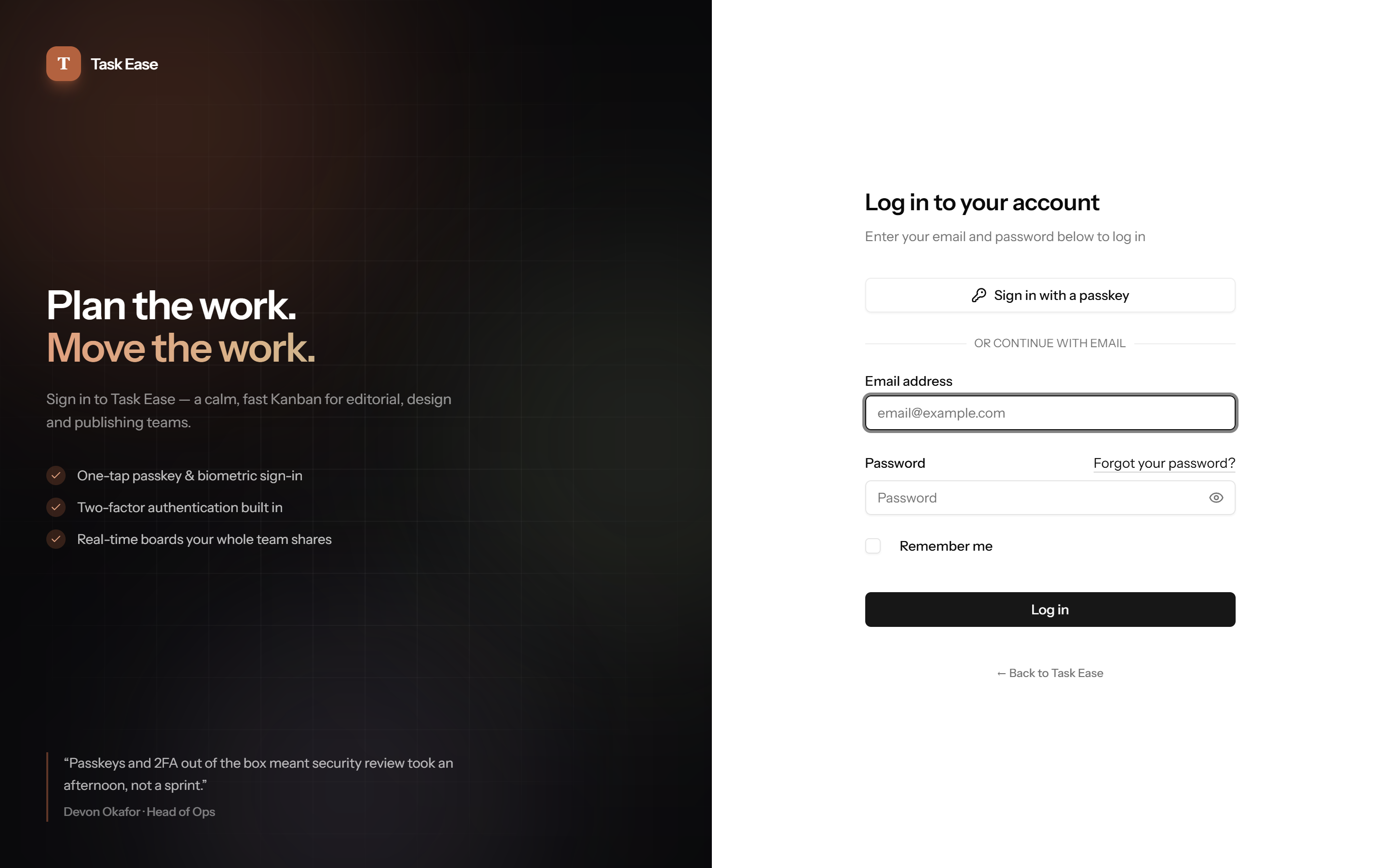 The login screen with email, password, and social sign-in buttons